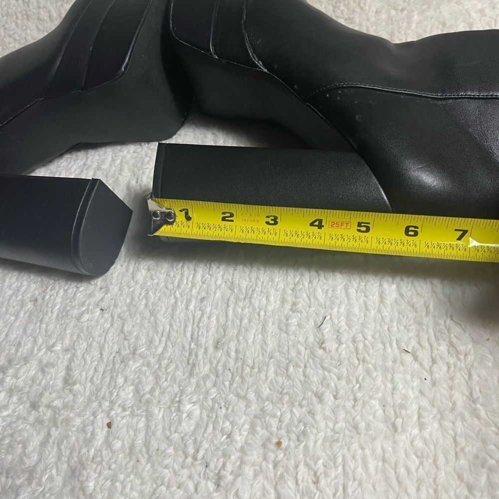 Olivia Ferguson synthetic black platform block heel ankle boots side zipper SZ9 - Picture 9 of 14